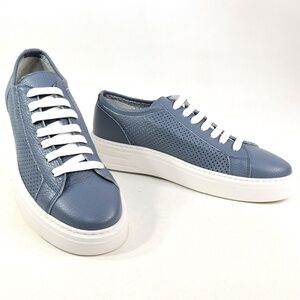 ALBERTO CICCIOLI 🇮🇹 MEN'S BLUE SOFT LEATHER COMFORT SUMMER SNEAKERS